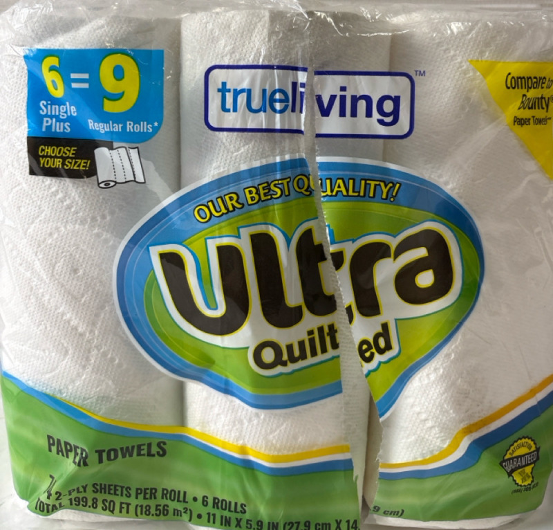 6 New Trueliving Paper Towels| 11"*5.9" | 2 Ply Sheets Per Roll