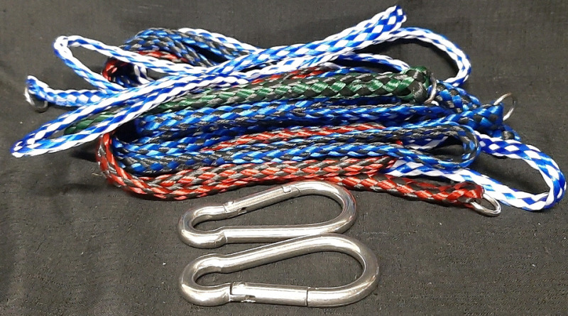 10 5ft Straw Tow Ropes & 2 5" Steel Spring Hooks