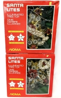 2 Vintage NOMA Santa Lites Illuminated Star Tree Toppers With 21 MiniLites / "2-Way" Blinking Sets Made in Taiwan - 9" Tall Each | Tested & Working