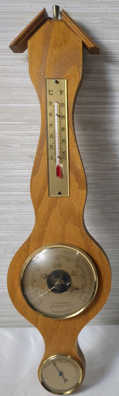 Hanging Wooden Thermometer/Barometer/Humidex Approx 19 inches Tall