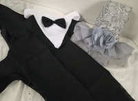 New | Dog Formal Wear | Dress Size M & Tuxedo Size XXL
