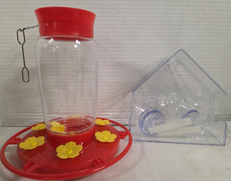 2 New | 9" Tall Hummingbird Feeder & 6" Bird Feeder