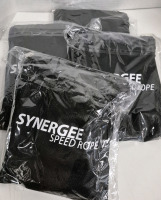 4 New Synergee Speed Jump Ropes - Anti-Slip Handles with Steel Ball Bearings, 2 Adjustable 10 Ft Cables and Carrying Bag.