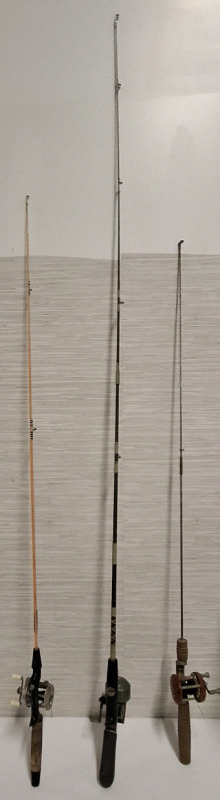 3 As Is | Fishing Rods with Reels | Tallest Measure Heights- 70"