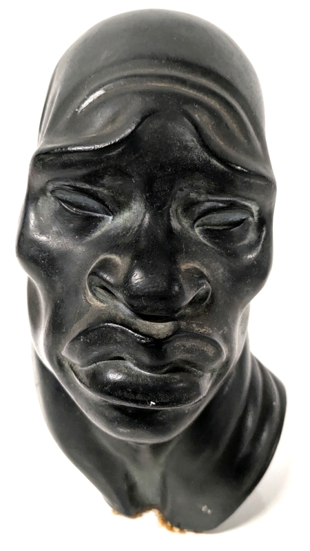 Striking Signed FRED PRESS African Male Bust Sculpture - 8.5" Tall