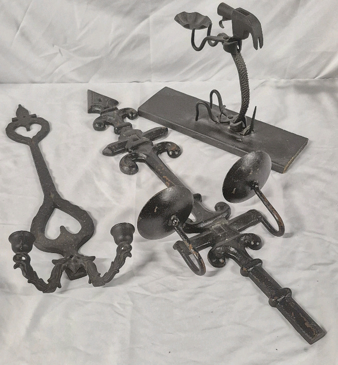 3 Vintage Metal Wall & Table Candle Holders