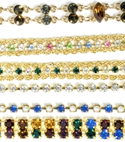 6 Vintage to Modern Bracelets : Multicolor & Clear Rhinestones, Faux Pearls, Multi Strand, Line - Between 6.75" - 7.5" Long With Box & Ring Clasps