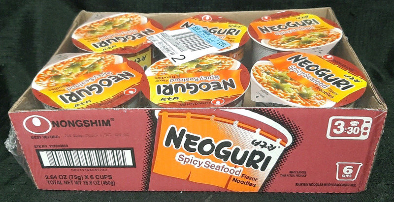 6 Pack of Nongshin Spicy Seafood Flavor Noodles | 75g Each, Best Before September 30 2025