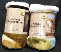 2 New Rachelle Sherpa Throws | Measurements Can Be Found in Gallery