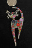 Lovely Multicoloured Cabs and Rhinestone Whimsical Cat Brooch Approximately 2.75 x 1.18 inch - 3