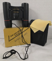 New | Foldable Day & Night Vision Binoculars w/ Case & Lense Cloth | Measures 4" x 4" Fully Extended