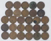 1900 - 1902 USA Indian Head One Cent Pennies , 28 Coins . 1900 &times;9 , 1901 &times;8 & 1902 &times;11