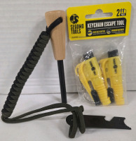 3 New | Safety Tools | (2) Keychain Escape Tools w/ Seatbelt Cutter & Window Breaker & (1) Fire Starter/ Bottle Opener