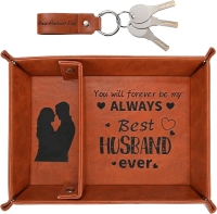 New Best Husband Ever PU Leather Valet Tray 9 by 6 by 2"