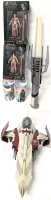 STAR WARS : 2&times; Black Series #05 Princess Leia (Slave Outfit), 2&times; Lenticular Plastic Drink Cups & Untested Force Unleashed Extending Light Sabre (As-Is) + 2001 Attack of the Clones Obi-Wan Kenobi's Jedi Ship - Lightsaber Up To 39.5" Long