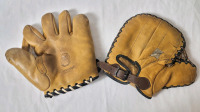 Vintage Spalding LH Leather Baseball Glove & Vintage 1930s/40s Wellinger & Dunn WinnWell Leather LH Catchers Mitt
