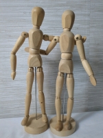 2 Wooden Poseable Jointed Artists Mannequins Approx 13 Inches Tall