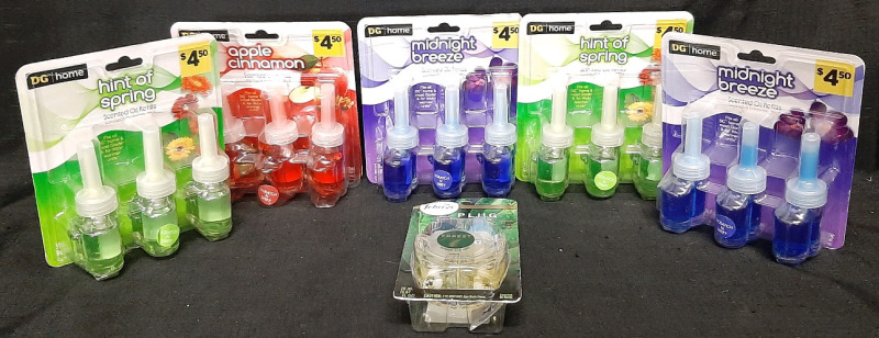 6 New Packs of Scented Oil Refills | 5 DG Home Three Packs & Febreze Plug Two Pack