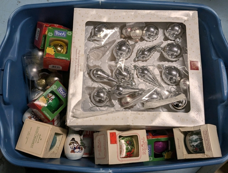 Vintage to Modern Christmas Treasures! Baby's First Christmas 1981 & 1983, Stockings, Ornaments, Candle Holders, Lights, Disney's Pooh + More (Untested, Lot Sold As-Is)