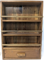 Sturdy Vintage Solid Wood Wall Shelf With Bottom Drawer (Drawer Sticks A Bit) - 16.75" &times; 24.5" Tall