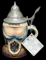 Vintage KING Austria 11 #282 Limited Edition Handmade Handpainted Beer Stein With 94% Zinn Pewter Lid & Certificate of Authenticity - 6" Tall