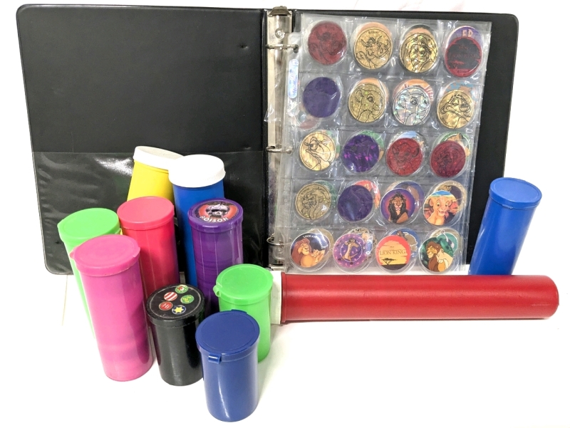 RADICAL! Vintage POGS : Album of Disney's Lion King Pogs & Slammers + 11 Tubes With Pogs & Slammers
