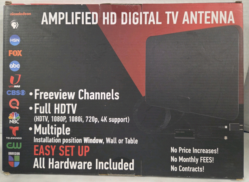 New | Amplified HD Digital TV Antenna | Freeview Channels, Full HDTV, Easy Set up w/ All Hardware Included
