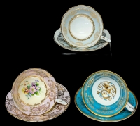 3 Sets Bone China Cups & Saucer Sets : Royal Stafford & Royal Grafton - All Ring True