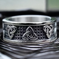 Viking Stainless Steel Celtic Knot Ring Nordic Vintage Three-Bend Totem Trinity Size 13