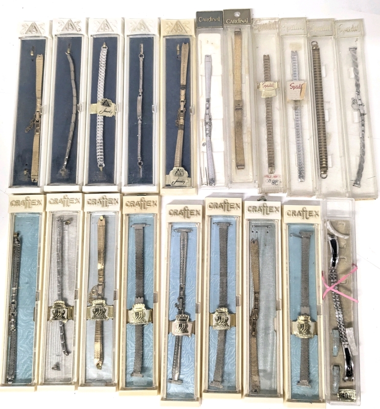 20 Vintage Ladies Watch Bands incl Gold Filled : JB, Cardinal, Speidel, Crafted & Gemex - 6" Long Approximately
