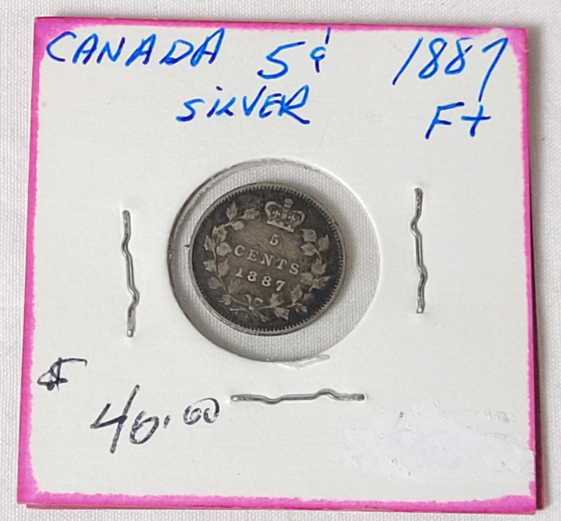 1887 Canadian Silver Five Cent Nickel .