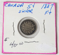 1887 Canadian Silver Five Cent Nickel .