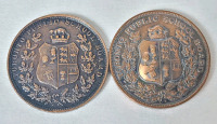 Two (2) Vintage 1950s Toronto Public School Board 4 Years Good Conduct Copper Medal .