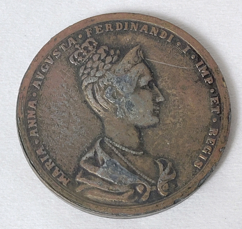 Antique 1836 Prague - Coronation Medal of Ferdinand 1 and Maria Anna Augusta . See photos for size