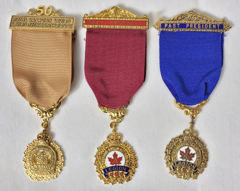 Three (3) Royal Canadian Legion Ribbon Badges .