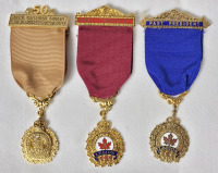 Three (3) Royal Canadian Legion Ribbon Badges .