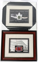 2 Vintage Authenticated Pieces of History: Framed Pieces of Red & Green Seats From The Montreal Forum (1924-1996) & Maple Leaf Gardens Toronto (1931-1999) - 12" &times; 10" Each | Signed by Authenticator From Heroes 'N' Legends