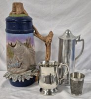 Large Vintage Steins Ceramic & Pewter - Tallest 15"