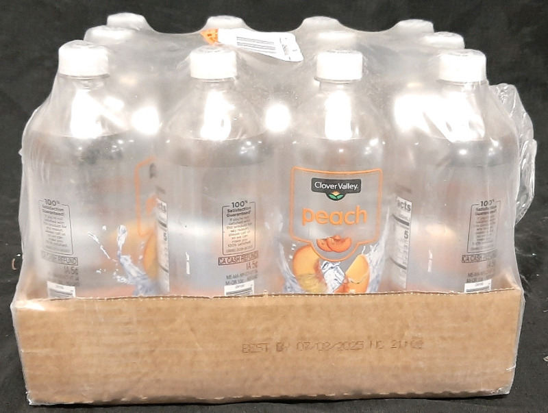 12 Pack of Clover Valley Peach Flavored Sparkling Waters | 1L Each, Best Before June 7th 2025