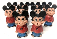 10 Vintage Plastic Mickey Mouse Toys Inexplicably Stamped Hanna Barbera (?!) Made in Hong Kong - 5.5" Tall Each