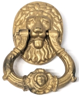 Gorgeous Vintage Super Heavy Victorian-Stylr Lion Door Knocker With Angel on Handle - 8.25" Long