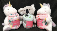 3 New Plushes with Throws | Plushes are Roughly 14" Tall, 12" Wide, Throws are 35" Wide, 50" Long