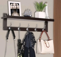 New Homfa Wall Mounted Shelf w/Storage &bull; Bamboo Wall Coat Rack w/5 Hooks