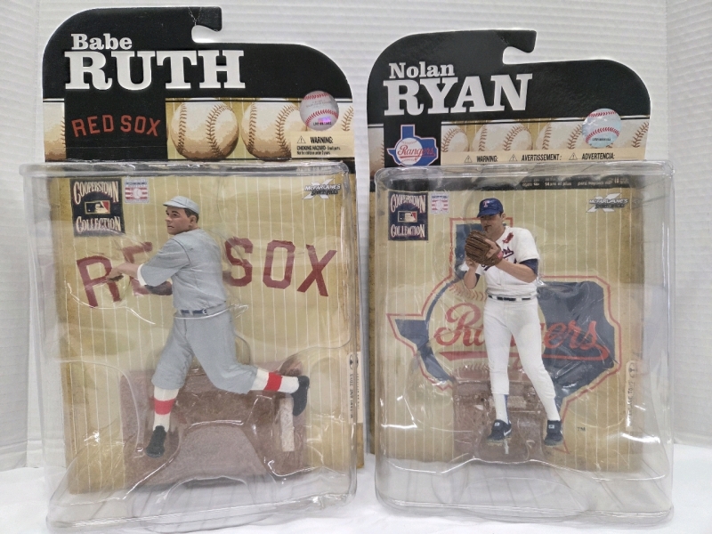 2 Vintage | 2004 McFarlane Toys Cooperstown Collection Red Sox Babe Ruth & Rangers Nolan Ryan