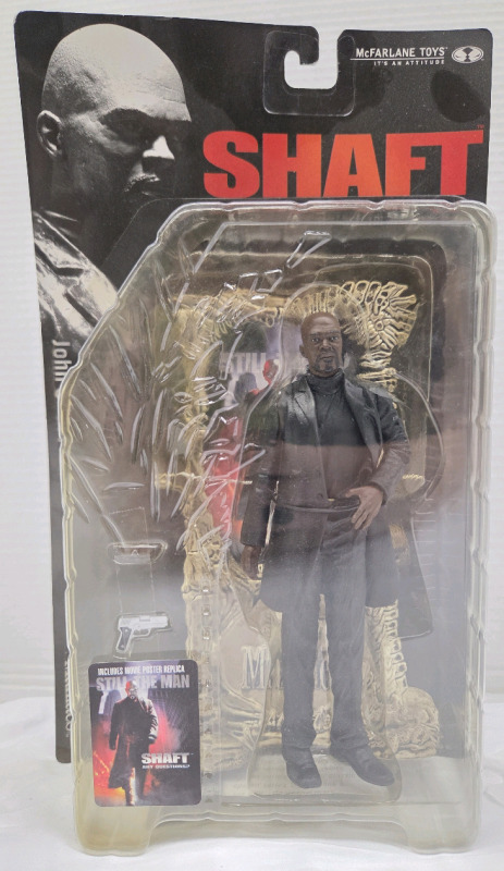 Vintage | McFarlane Toys Movie Maniacs Series 3 John Shaft action figure, based on the 2000 film starring Samuel L. Jackson