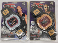 2 Vintage | 2003 WWE Talking Soap Toys | Vanilla Steve Austin & Lemon The Rock | Each Measure 6" x 9"