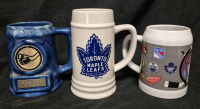 3 Ceramic Steins Hockey Maple LEAFS - 6.75" Tallest