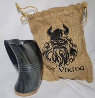 The Viking OX / Buffalo Horn Mug & Travel Bag - New