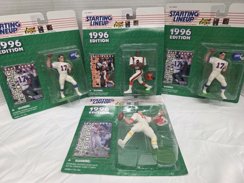 4 Vintage | Starting Lineup 1996 Edition | (2) Giants Dave Brown, (1) Bengals Jeff Blake & (1) Chiefs Steve Bono