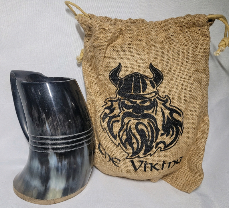 The Viking OX / Buffalo Horn Mug & Travel Bag - New